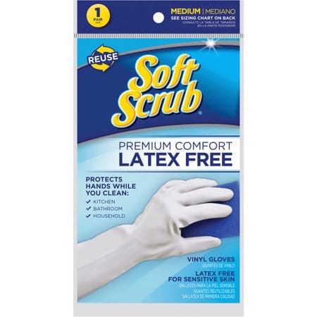 Soft Scrub Vinyl Cleaning Gloves White 1 pair