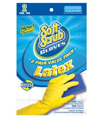 Soft Scrub Latex Cleaning Gloves Resusable Yellow 2 pair