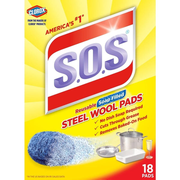 S.O.S. Heavy Duty Steel Wool Pads For Multi-Purpose 18 pk