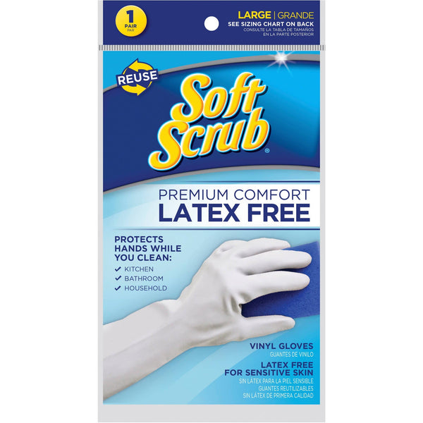 Soft Scrub Vinyl Cleaning Gloves White 1 pair