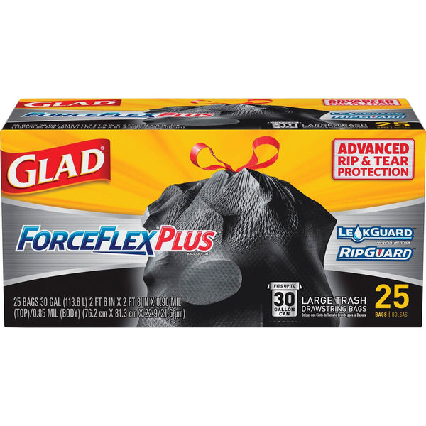 Glad ForceFlex Plus 30 gal. Trash Bags Drawstring 25 pk