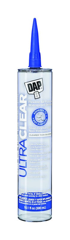 DAP Sealant DAP Ultra Clear Clear Synthetic Rubber All Purpose Waterproof Sealant 10.1 ounce 070798183889