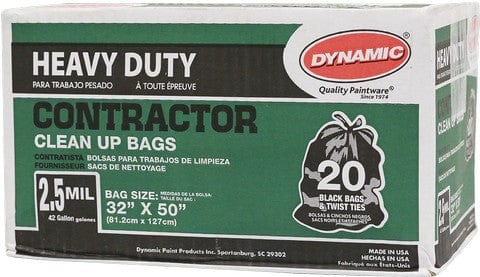 DYNAMIC Contractor Bags Dynamic 00038 42 Gal 2.5mil Black Heavy Duty Contractor Trash Bag 20Ct 064784000380