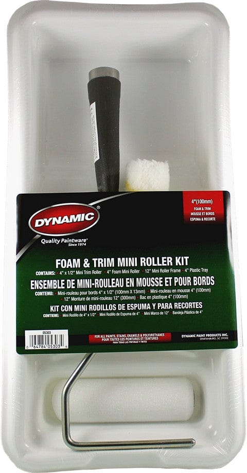 Dynamic 05303 4" (100mm) Foam & Trim Mini Roller Kit - 4PC