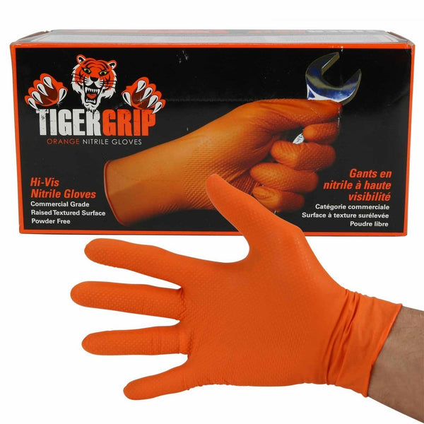 TigerGrip EOrange Nitrile Raised Texture Gloves Large  (100-Pack)