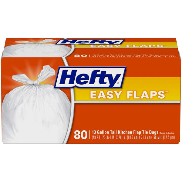 Hefty Easy Flaps 13 gal Tall Kitchen Bags Flap Tie 80 pk