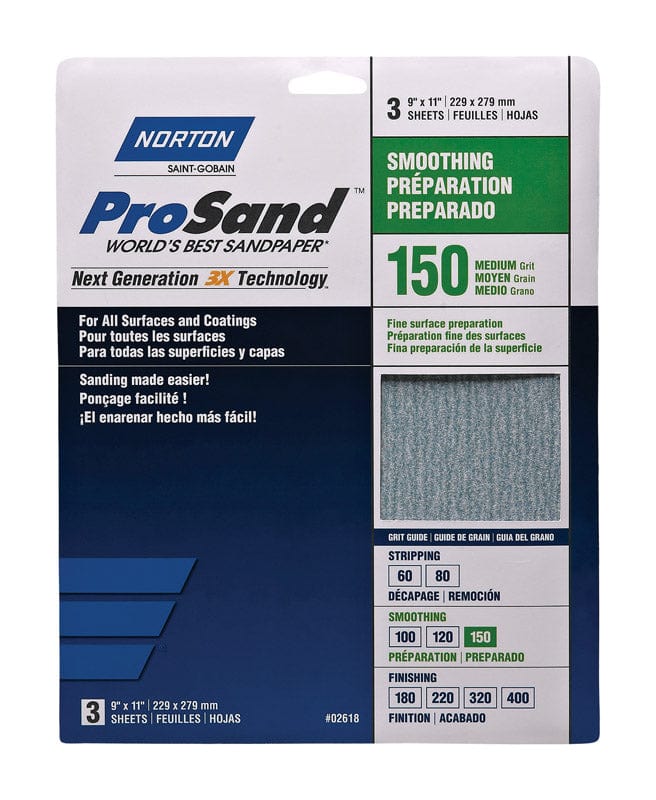 Norton ProSand 11 in. L x 9 in. W Aluminum Oxide Sandpaper 3 pk