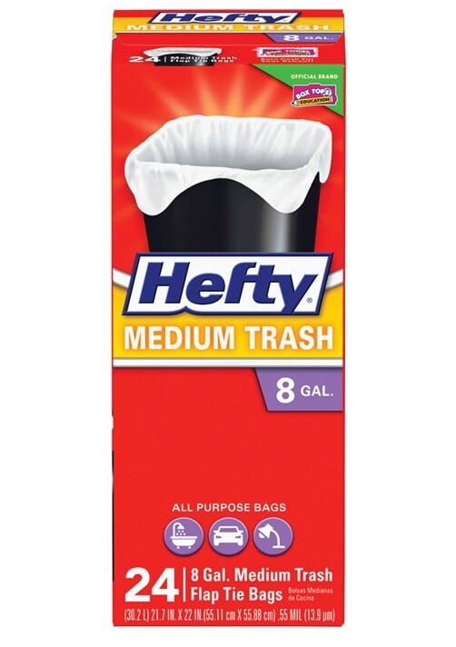 Hefty Medium Trash Bags Flap 8 gal.  Tie 24 pk