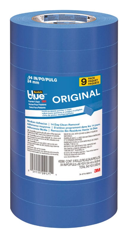 ScotchBlue .94 in. W X 60 yd L Blue Medium Strength Painter's Tape 9 pk