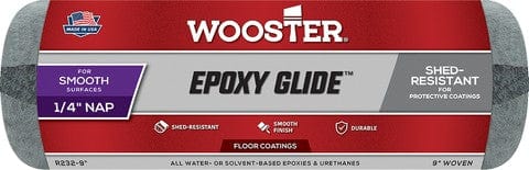 WOOSTER Roller Cover 9"x1/4" Wooster R232 18" Epoxy Glide 1/4" Nap Roller Cover 071497154422