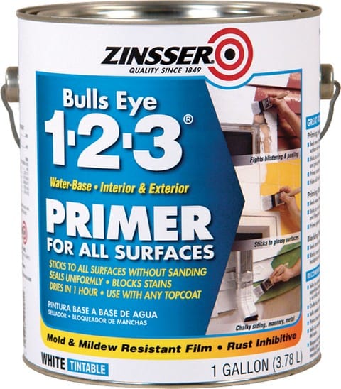Zinsser Bulls Eye 123 White Water-Based Styrenated Acrylic Primer and Sealer.